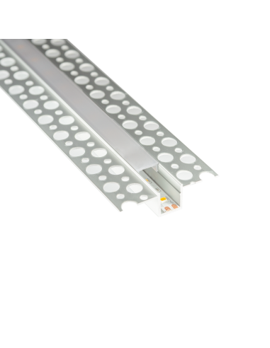 Lampo PRKITTLN Profilo Alluminio Incasso in cartongesso per strisce LED, 2 Metri, Schermo opalino, Accessori inclusi