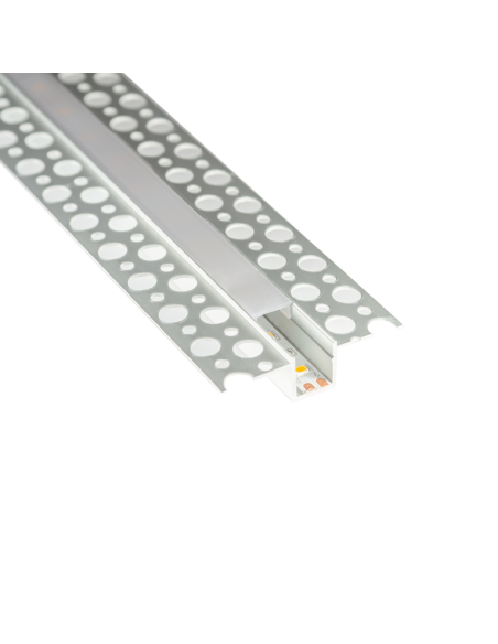 Lampo PRKITTLN Profilo Alluminio Incasso in cartongesso per strisce LED, 2 Metri, Schermo opalino, Accessori inclusi