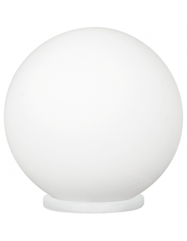 Lampada da comodino Eglo Rondo 85264 con diffusore sferico bianco, Base Bianca, 1 E27, Interruttore su cavo, Ideale per comodini