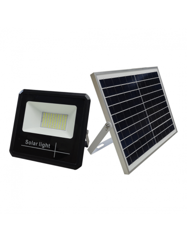Faro LED Ricaricabile con pannello solare e telecomando Melchioni  499047531, 25W, Luce naturale, Struttura in alluminio