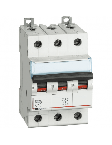 Interruttore magnetotermico 10A Bticino FA83C10 3 Poli Tripolare, 3 Moduli  DIN, 4.5 KA, Curva C, MADE