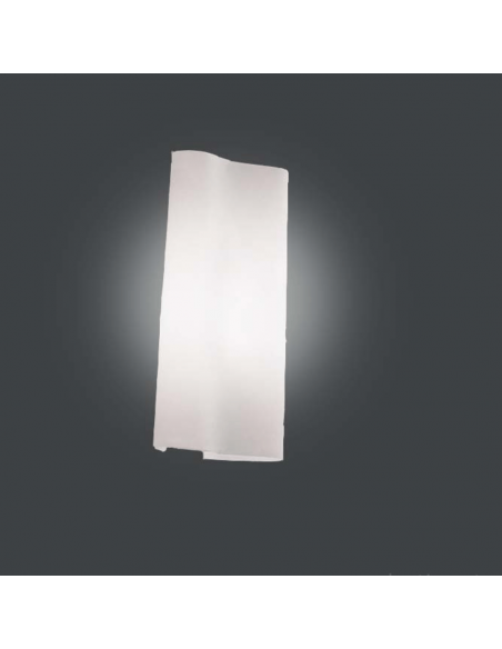Panzeri Alvi A8533.40 Lampada da parete con Vetro Bianco Ondulato di Murano soffiato, Struttura in metallo, 1 E27, MADE IN ITALY