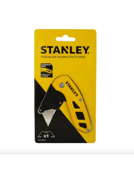 Stanley STHT10424-0 Coltello pieghevole a lama fissa, Struttura in alluminio, Clip di aggancio per cintura, Ergonomico