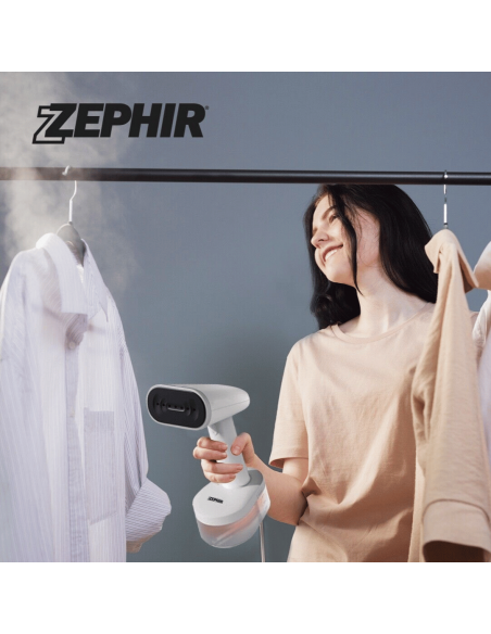 Zephir ET4000 Ferro da stiro verticale e igienizzatore di indumenti, Piastra in Ceramica, 1600W, Carica continua, Due Spazzole