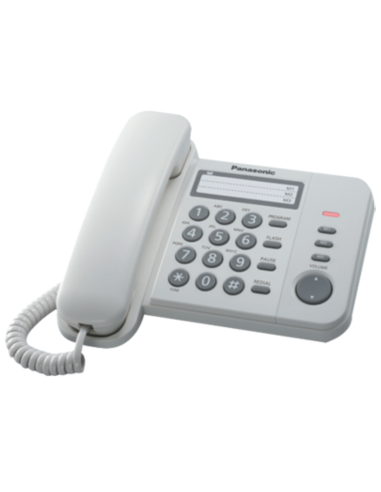 Panasonic KX-TS520EX Telefono a filo da parete o scrivania, Bianco, Volume cornetta regolabile, Indicatore luminoso di chiamata