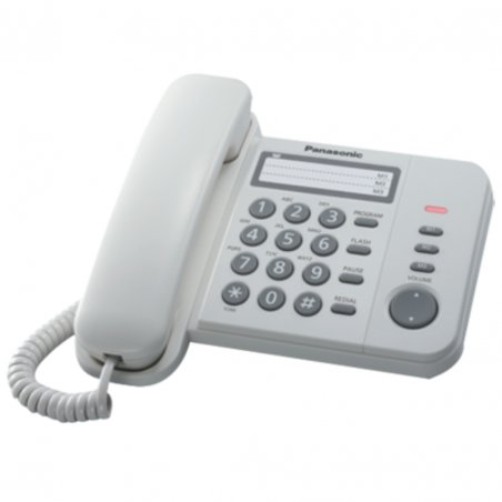 Panasonic KX-TS520EX Telefono a filo da parete o scrivania, Bianco, Volume cornetta regolabile, Indicatore luminoso di chiamata