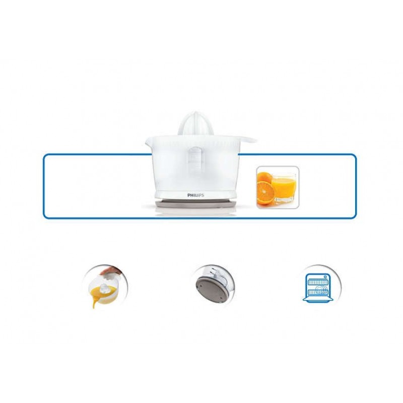 Philips HR2738 Spremiagrumi elettrico con recipiente da 500 ml, 25W, Vano avvolgicavo, Design compatto, Componenti lavabili