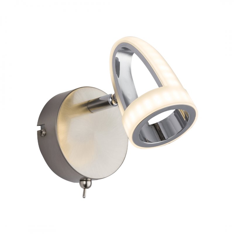 Globo Rodrik 56006-1 Spot LED 5W, Orientabile, Cromo Satinato, Interruttore sulla base, Luce Calda
