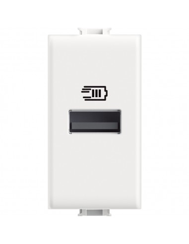 Bticino Matix AM4191A Caricatore USB Tipo A 5V DC, Ricarica dispositivi fino a 15W, Bianco, 1 Modulo, Alimentazione 100-240V