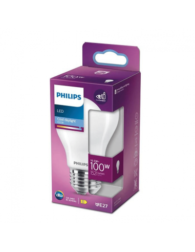 Philips 9290020266 Lampadina LED 10W E27, Luce Fredda, Resa 100W, 6500K,  1521 Lumen, Goccia, Luce a