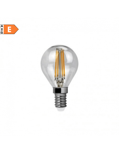 Lampo FLSFE14BN Lampada LED 4W E14 Vintage Trasparente, Luce Naturale, 4000K, Resa 40W, 470 Lumen, Sfera, Apertura 300 Gradi