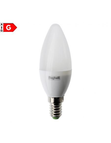 Beghelli 56966 Lampada LED E14 3,5W Luce calda, Resa 25W, 250 Lumen, 3000K, Oliva, Apertura luce 160 Gradi