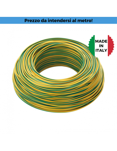 Cavo Unipolare FS17 1.5 mm2 Giallo-Verde, 450/750V, MADE IN ITALY, Flessibile, Roda Cavi