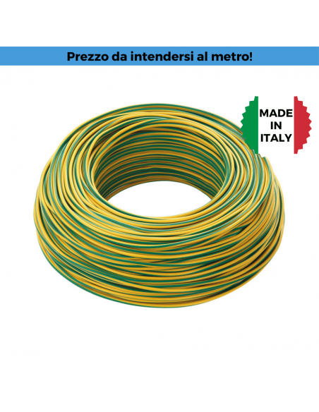 Cavo Unipolare FS17 4 mm2 Giallo-Verde, 450/750V, MADE IN ITALY, Flessibile, Roda Cavi