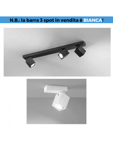 Perenz Oddy 8172B Barra 3 Spot Cubo Bianchi Orientabili, 3 GU10, Struttura in alluminio
