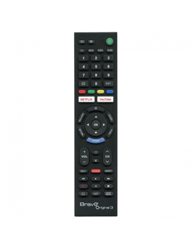 Telecomando Sony Universale Smart TV Bravo Original 3, Pronto all'uso, Già programmato, Batterie AAA, Nero
