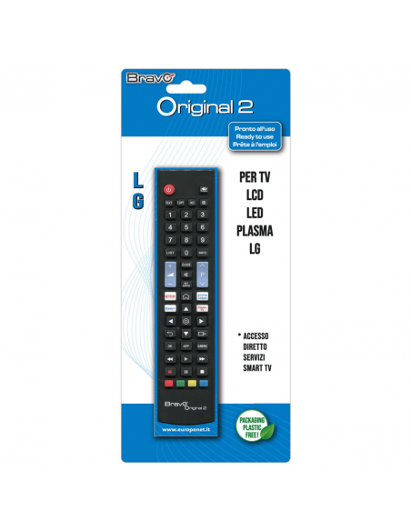 Telecomando LG Universale Smart TV Bravo Original 2, Pronto all'uso, Già programmato, Batterie AAA, Nero