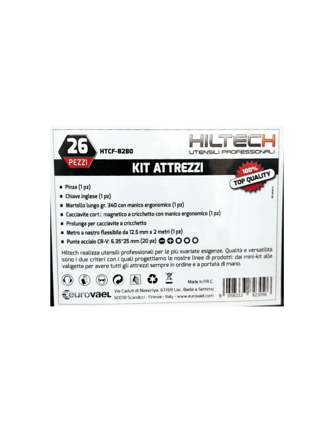Kit Attrezzi Professionali 26 Pezzi Hiltech, 20 Punte in acciaio, Metro ...