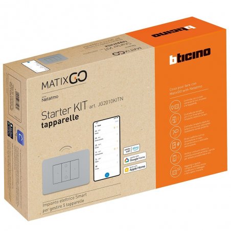 Starter Kit Bticino Matix Go JG2010KITN Grigio per gestire tapparelle, Gateway + Comandi connessi