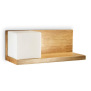 Ideal Lux Toledo 1 AP1 Applique con mensola in legno e cubo in vetro bianco, Verso destro, 1 E27
