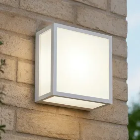 Isyluce Quad Decò 525 Bianco Applique per esterni in alluminio, 2 E27, IP54, Luce diffusa