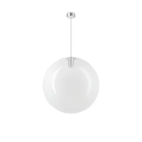 Ideal Lux Mapa SP1 Opale Sospensione Sfera, 1 E27, Rosone Cromo, Diametro 30 cm, Regolabile in altezza