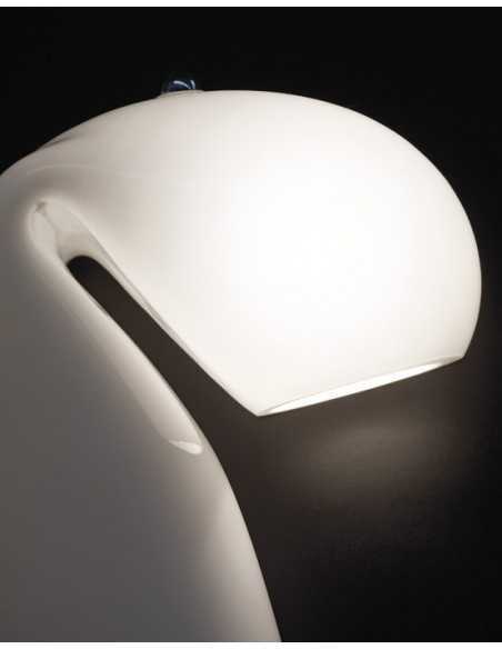 Lume da tavolo in vetro artigianale bianco Vistosi Bissona|G9|Coppolav.it: Lume da tavolo