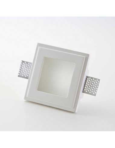Isyluce 805 Faretto da incasso in gesso Quadrato con vetro, 1 GU10, Bianco, Staffe per cartongesso 9-18 mm
