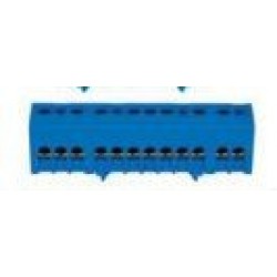 FAEG FG14284 Morsettiera distribuzione 12 Fori isolati Fase-Neutro-terra, Montaggio DIN, Blu