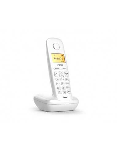 Gigaset A170 Bianco Telefono cordless con display illuminato e batteria a lunga durata, Rubrica a 50 contatti, MADE IN GERMANY
