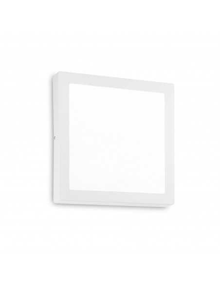 Plafoniera/Applique bianca sottile in metallo IdealLux Universal Square D30, Sistema LED Integrato 24W, Luce Calda, 30x30