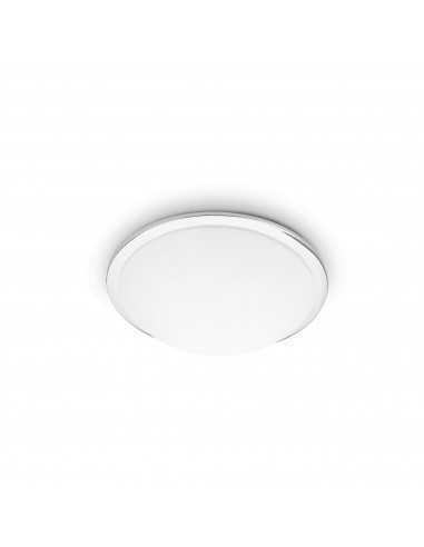 Plafoniera Ideal Lux Ring PL3 Tonda con diffusore in vetro soffiato bianco, 3 E27, Cornice cromo lucido, Moderna, Diametro 35 cm