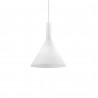 Sospensione Ideal Lux Cocktail SP1 Small Bianca, Diffusore in vetro bianco, 1 E14, Regolabile in altezza, Ideale per snack