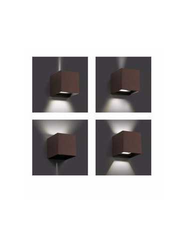 Isyluce 518-21 Applique Cubo da parete 16W, Corten, Fascio regolabile, Luce calda, 2000 Lumen, IP54