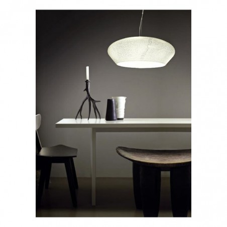 Vistosi Marble SP 45  Sospensione Bianca, Vetro soffiato lavorato a mano, 1 E27, MADE IN ITALY, Moderna e luminosa: Coppolav.it