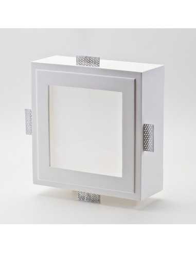 Faretto in gesso quadrato con vetro IsyLuce 810, 2 E27, Staffe in metallo per cartongesso, IP20: Coppolav.it