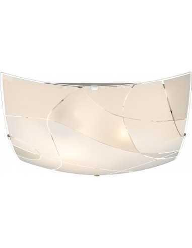 Plafoniera quadrata a 3 luci con vetro satinato decorato Globo Lighting Paranja 40403-3, 3 E27, Moderna e Luminosa, 40 x 40 cm