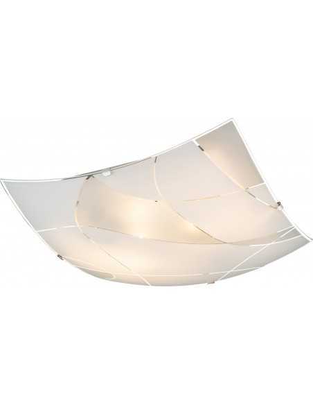 Plafoniera quadrata a 3 luci con vetro satinato decorato Globo Lighting Paranja 40403-3, 3 E27, Moderna e Luminosa, 40 x 40 cm