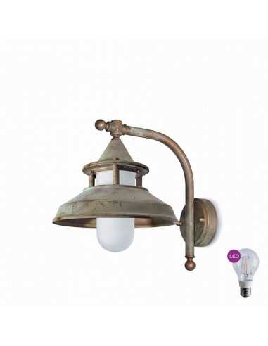 Lanterna da parete per interni ed esterni con vetro opale in ottone pressofuso Moretti Luce 126.O.AR, 1 E27, IP44: Coppolav.it