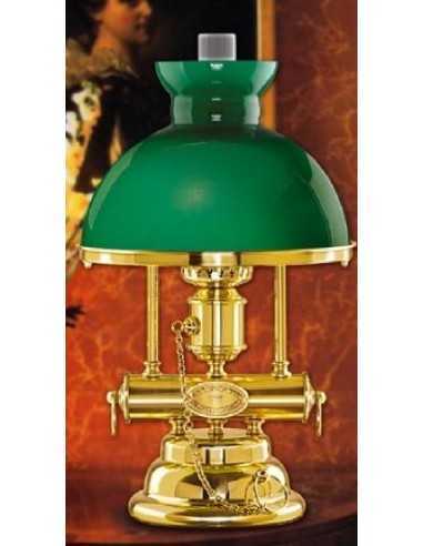 Lampada da tavolo Classica Ottone lucido con vetro soffiato verde Moretti Luce Aphrodite 1442.V.8, 1 E27, MADE IN ITALY, IP20