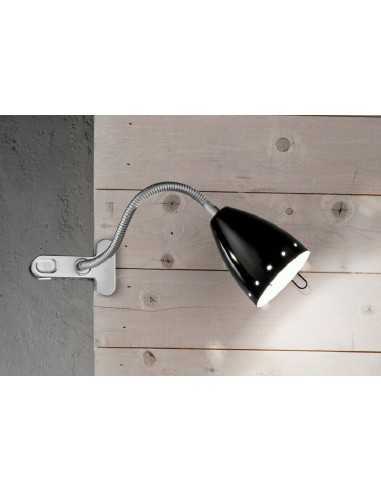 Lampada Nera flessibile ed orientabile con pinza Perenz Pois 4512 N, 1 E14, Struttura in metallo e plastica argento opaco, IP20