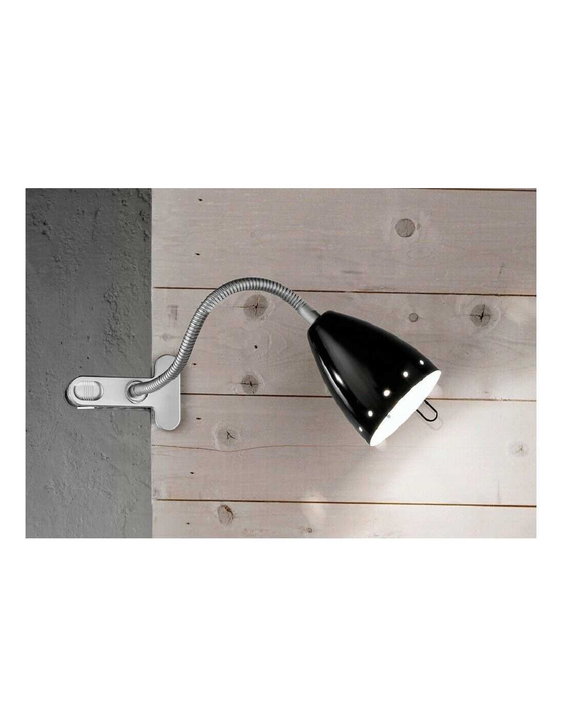 Lampada Nera flessibile ed orientabile con pinza Perenz Pois 4512 N, 1 E14,  Struttura in metallo