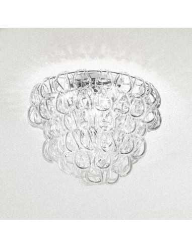 Vistosi Giogali PL50 Plafoniera con 125 ganci in cristallo trasparente, 4 E27, MADE IN ITALY, Tonda, Diametro 50 cm, Moderna