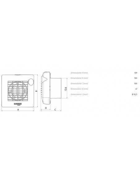 Aspiratore da muro diametro 90 mm Vortice 11150 M90/3,5", Portata 70 m3/h, Struttura in plastica, Elicoidale, MADE IN ITALY, IMQ