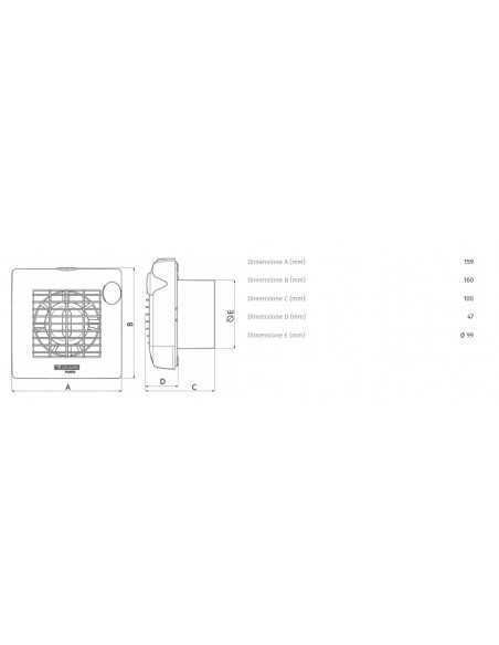Aspiratore da muro 12V diametro 100 mm Vortice 11203 M100/4", Portata 90 m3/h, Struttura in plastica, MADE IN ITALY
