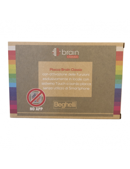 Beghelli Brain Classic Placca luminosa touch con 15 colori e illuminazione d'emergenza, Blocco bambini, Compatibile con Bticino