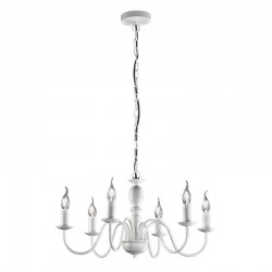 Lampadario classico a 6 luci Bianco Opaco Perenz Ducale 6262B, 6 E14, Struttura in metallo, Senza paralumi, Catena regolabile