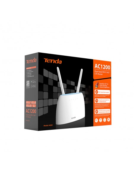 Modem Wi-Fi con SIM Tenda 4G09, 300 Mbps in download,  Doppia banda 2.4 e 5 GHz, 2 antenne omnidirezionali 5 dBi, 2 Porte LAN