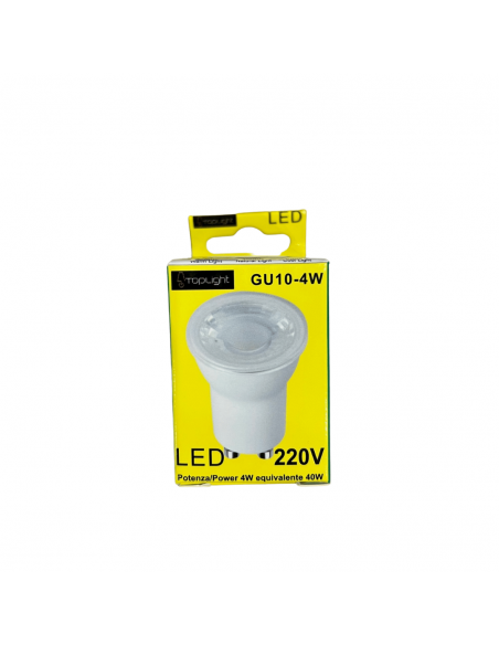 Lampadina LED GU10 4W Diametro 34 mm Luce Calda Top Light GU10-35MM-4WC, Resa 40W, 340 Lumen, 3000K, Apertura luce 38 Gradi
