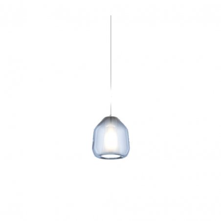 Sospensione Top Light Double Skin 1176BI/S1BETABL con vetro soffiato bianco e blu, 1 E27, Base bianca, Moderna: Coppolav.it